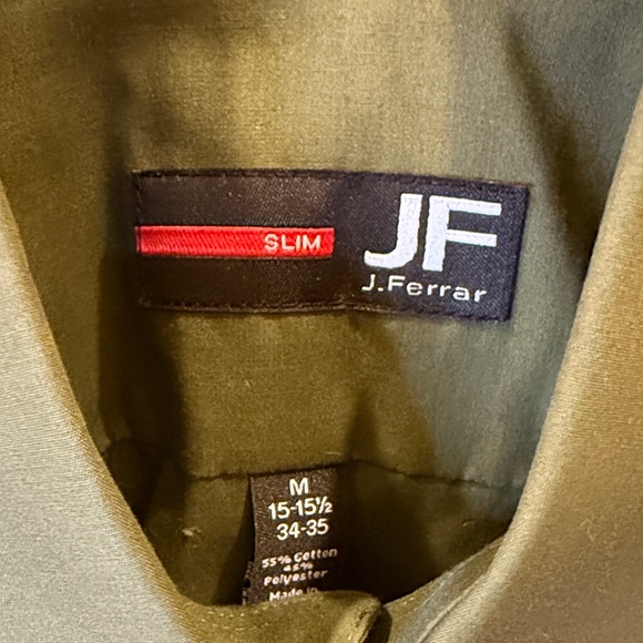 JF J.Ferrar Men's Olive Dress Shirt - Picture 2 of 6
